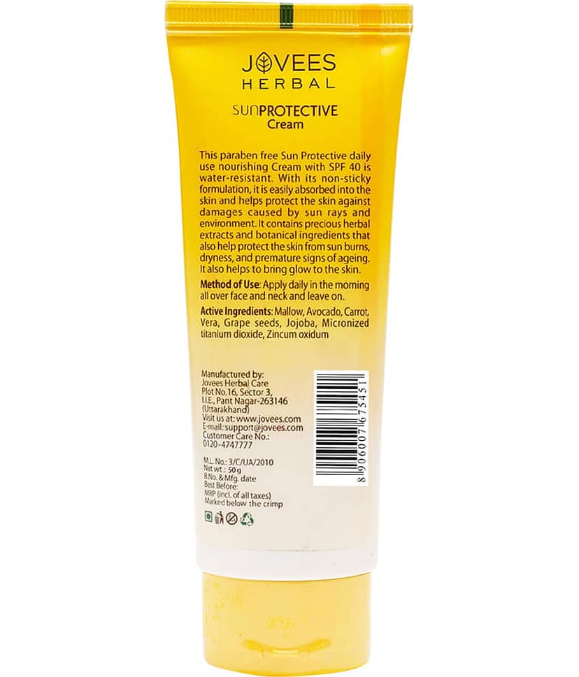 Jovees Herbal Sun Protective SPF 40 Sunscreen Cream For Normal to Dry Skin 50gm (Pack of 1) view 2