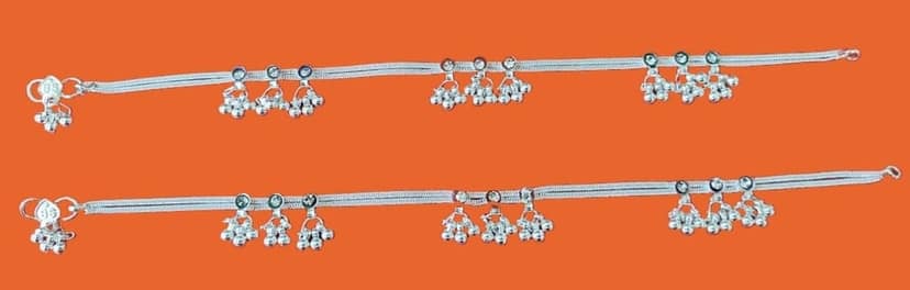 92.5 Sterling Silver Anklets with Bells for Women and Girls