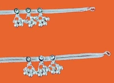 92.5 Sterling Silver Anklets with Bells for Women and Girls view 2