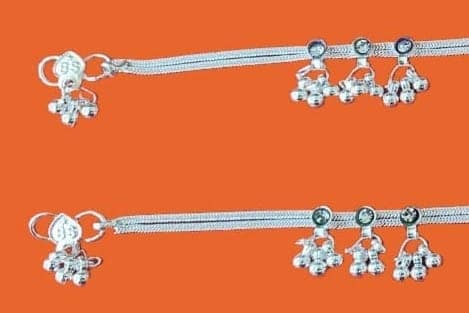 92.5 Sterling Silver Anklets with Bells for Women and Girls view 3
