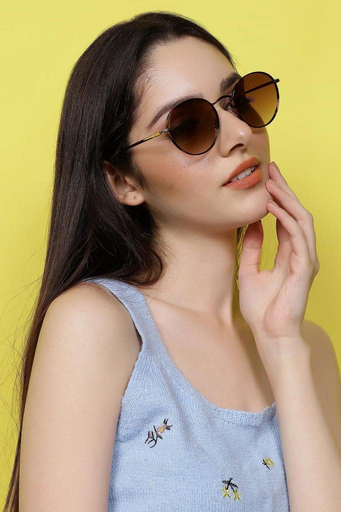 Eyenaks Round Shape Unisex Metal Sunglasses | UV 400 Protection | Everyday Wear | Spring Hinges for Comfortable Fit | Pack Of 1 (Green Cheetah) view 4