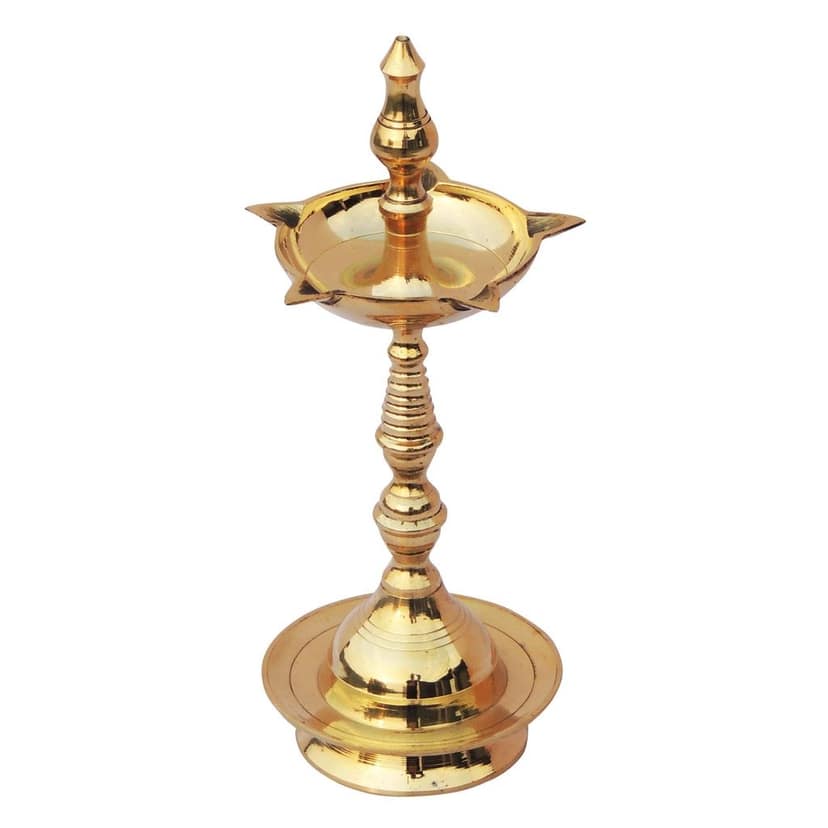 Brass Kerala Fancy Deepak, Oil Lamp No. 5 - Brass Deepak for Temple Aarti, Height : 8.2 Inch (FMAS642 Q) view 3