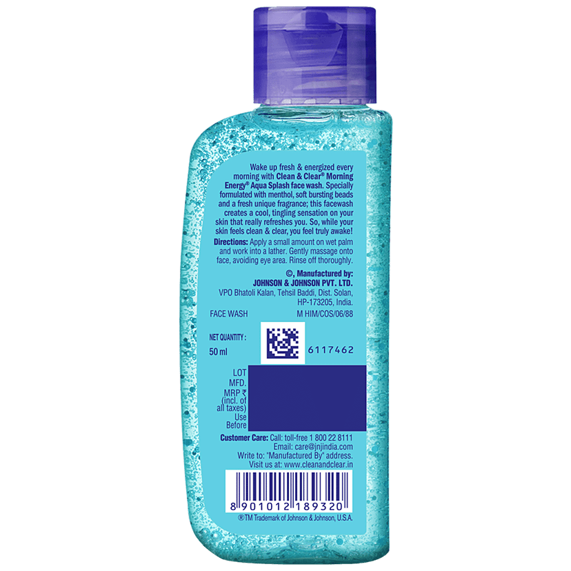 Clean & Clear Morning Energy Aqua Splash Face Wash, 50 Ml view 2