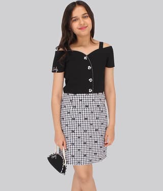 Cutecumber Georgette Shift Dress For Girls ( Pack of 1 , Black )