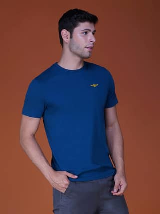 Men's Casual Cotton Jersey Tee Blue