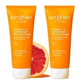Dot & Key Vitamin C + E Super Bright Gel Face Wash Combo | For Glowing And Brightening Skin | All Skin Types|With Triple Vitamin C, Fades Dark Spots & Pigmentation (Pack of 2, 100gm each) Dot & Key Vitamin C + E Super Bright Gel Face Wash Combo | For Glo