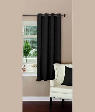N2C Home Solid Semi-Transparent Eyelet Curtain 5 ft ( Pack of 1 ) - Black