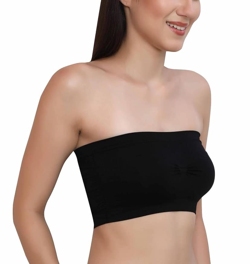 Chintels Women's Girl's Spandex Removable Padded & Non Wired Seamless Tube Bra Pack of 1 view 3
