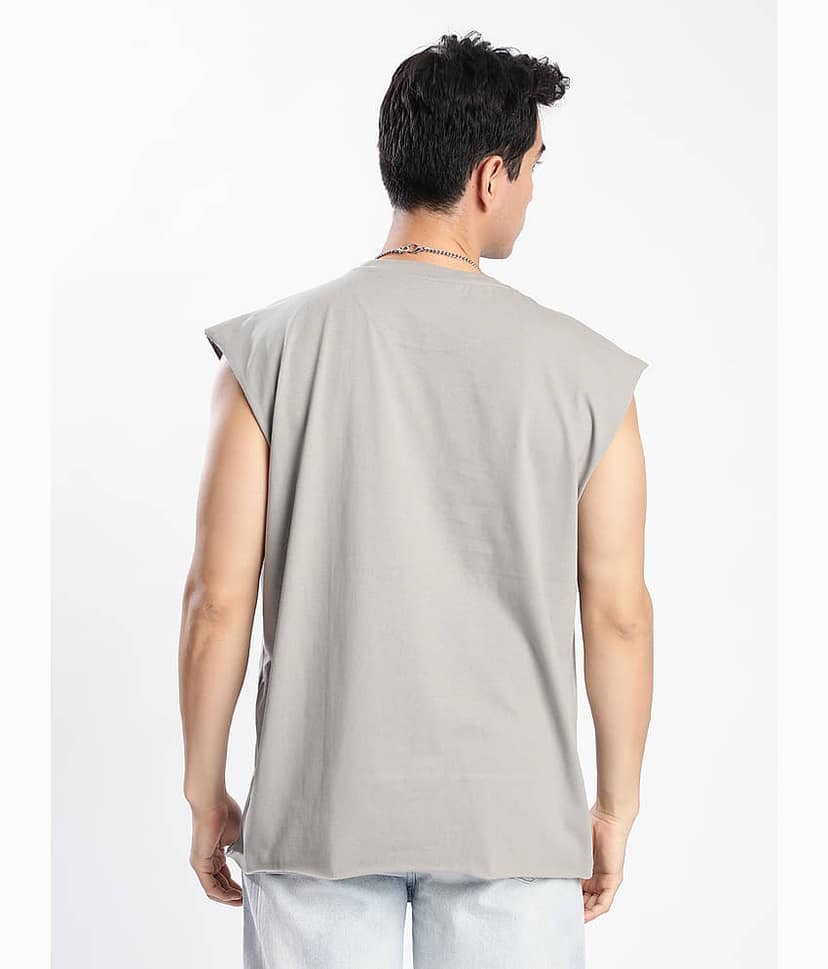 Bene Kleed Men 100% Cotton Oversized Fit Printed T-Shirt ( Grey ) view 5