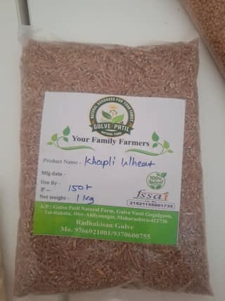 Gulve Patil Natural Farm Khapli Wheat (1kg) | Farm Fresh Emmer Wheat | Healthy Cooking