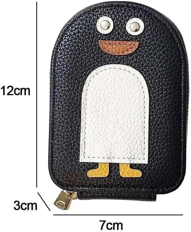 Cartoon Penguin Design Mini Wallet, Zipper Coin Purse, Classic Credit Card Holder view 2