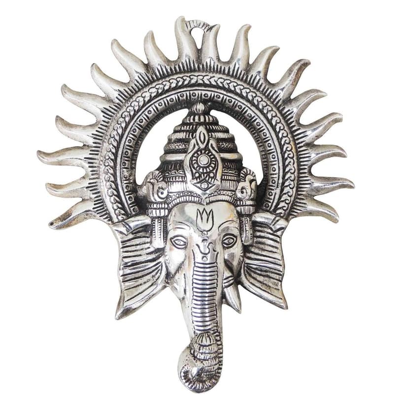 Aluminium Showpiece Ganesh Circle Wall Hanging Silver (ASMAS243 S) view 2