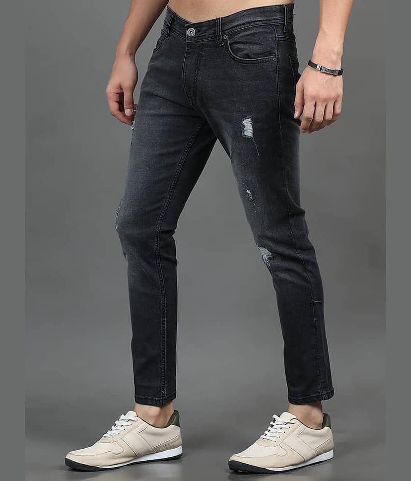 Paul Street Slim Fit Distressed Men's Jeans - Light Grey ( Pack of 1 ) view 3