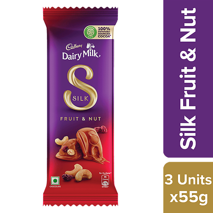 Cadbury Dairy Milk Silk Silk Fruit & Nut Chocolate Bar, 3x55 g Multipack