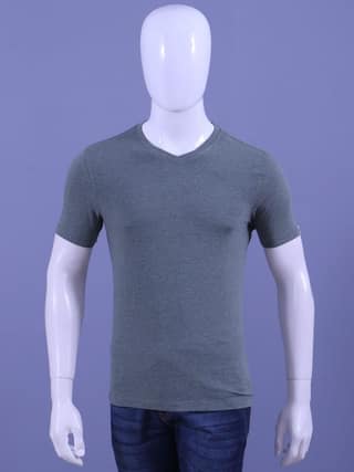 Men's Olive Melange V-Neck T-Shirt