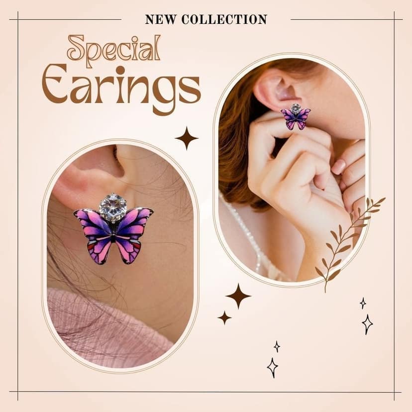 Jewelryklub Zircon Studded Multicolored Butterfly Design Stud Earrings For Girls & Women Design 2 view 4