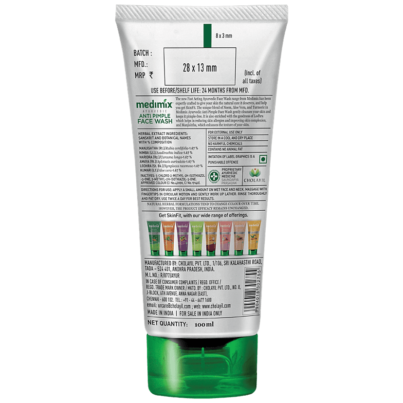 Medimix Anti Pimple Face Wash - Ayurvedic, For Pimple Free & Glowing Skin, 100 Ml view 2