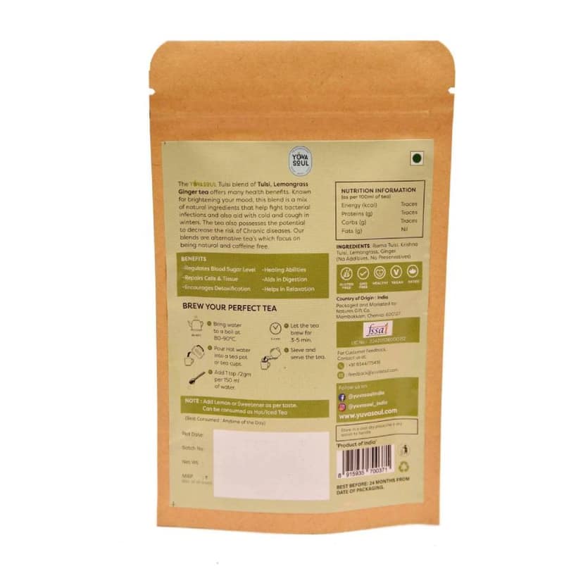 YUVA SOUL Tulsi - Lemongrass - Ginger Tea - 75 Gms view 3