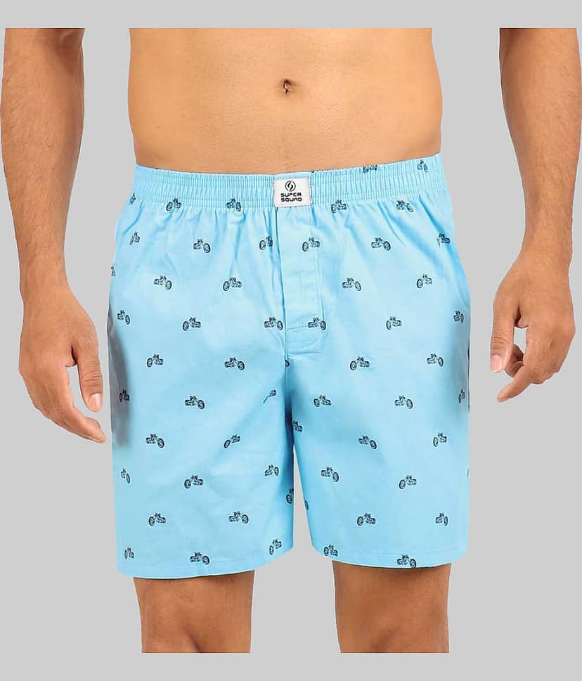 Supersquad Pack of 1 Cotton Boxers For Men's ( Sky Blue )