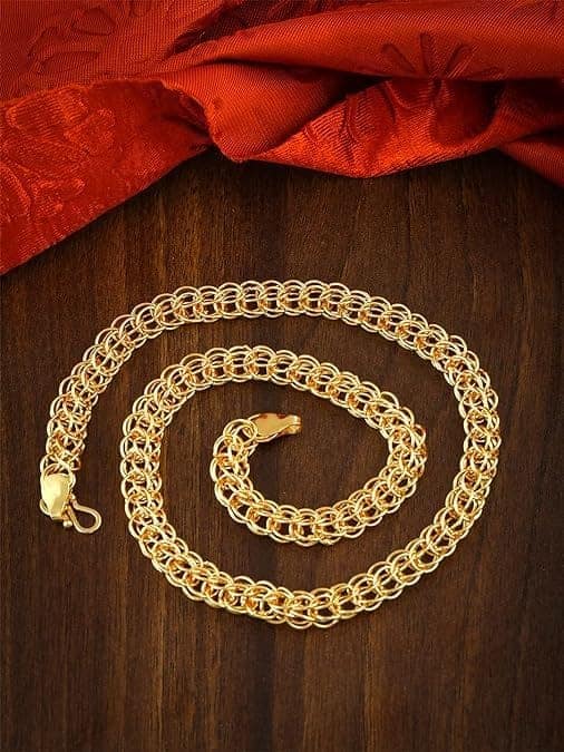 Lovemi Movements Golden Chain For Men Boys Exclusive Gold Plated Golden Thin Neck Chain view 3