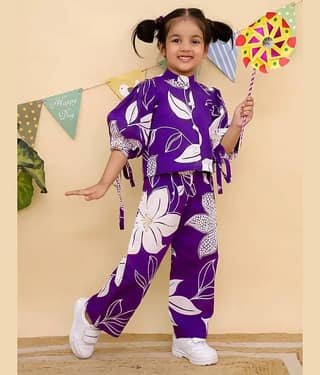 Aarya Designer Pack of 1 Girls Cotton Blend Shirt & Pant ( Orange )