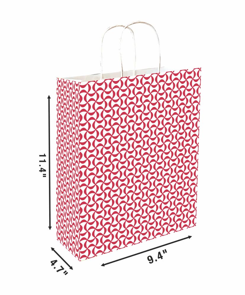 Printed 90 GSM Red Paper Gift Bags, Ideal for Return Gifts, Corporate Gifts, & Gifting on Special Occasions (Size: 11.4 x 9.4 x 4.7 inch) - 24 view 2