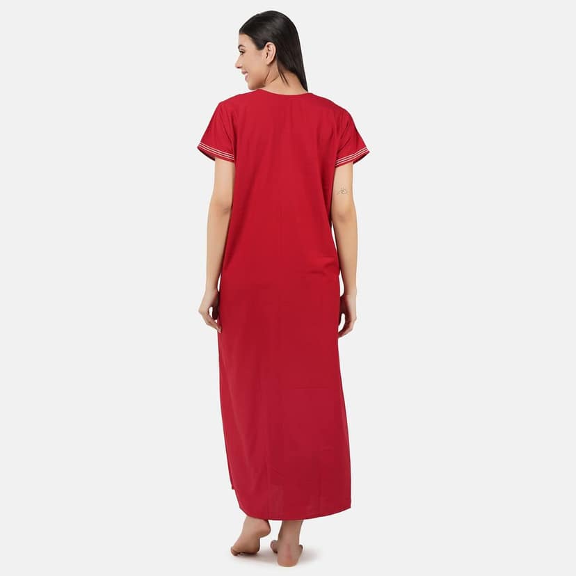 KOI SLEEPWEAR Premium Women Embroidery Night Gown Lizzybizzy Cotton Nighty Maxi view 6