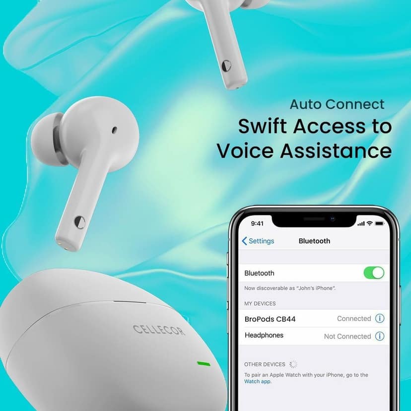 CELLECOR BroPods CB44 TWS with 35 Hours Playtime, ENC, Insta Wake N' Pair, HD Sound, 13mm Driver, Truly Wireless (Grey) view 6