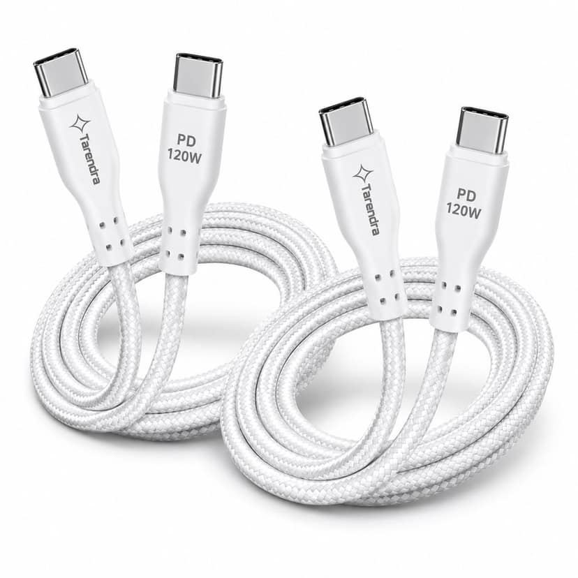 Tarendra Type C to Type C Fast Charging Cable 2 Meter 120W 10A PD Braided USB C Cable for Samsung, OnePlus, Realme, Redmi, Xiaomi, Vivo, Oppo, IQOO & All Type C Devices