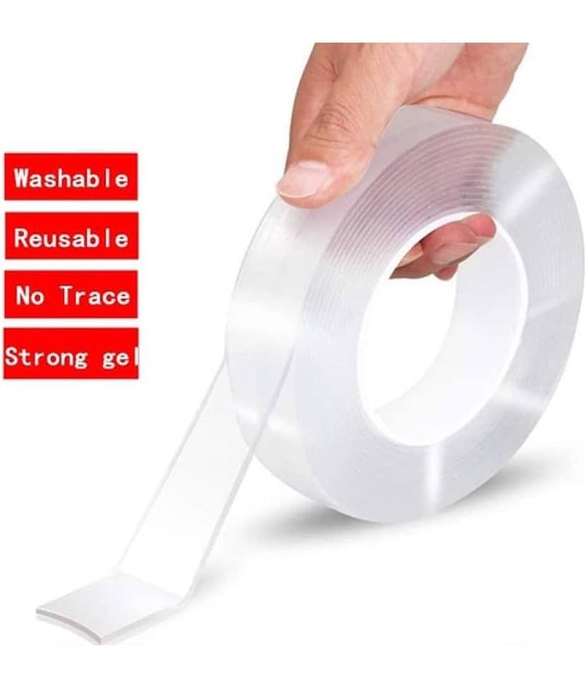 AapkieKart Double Sided Transparent Gel Ivy Grip Tape Reusable Traceless Powerful Carpet Tape - 1 Meter 1 Roll view 2