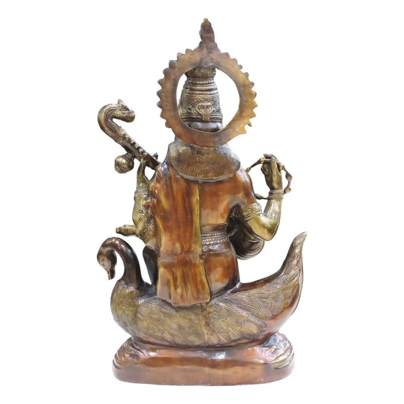 Brass Saraswati Ji Idol | Goddess Saraswati Statue for Temple, Height : 29 Inch (BSMAS682) view 3