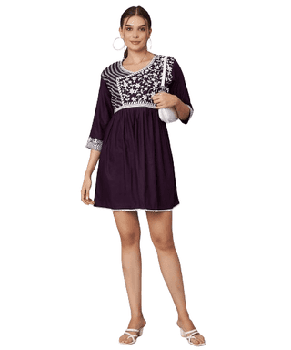 KOI SLEEPWEAR Beautiful Short Embroidered Dress SKY BLUE