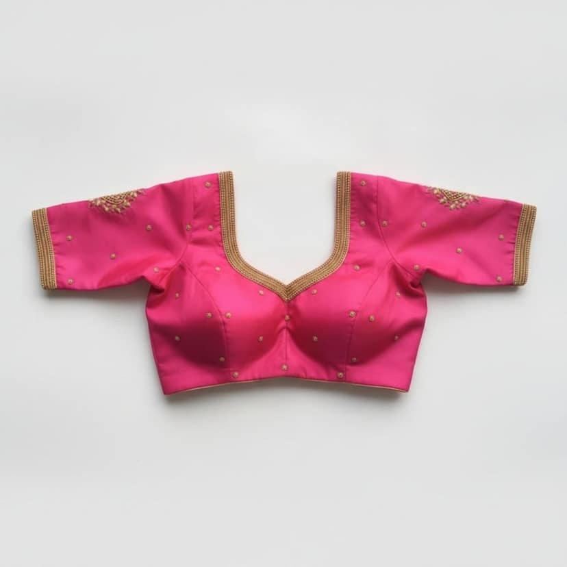 Pink Embroidered Designer Blouse view 2