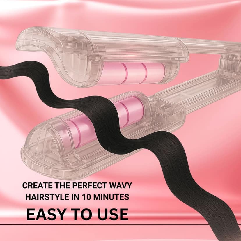 Ktein 32mm Tourmaline Ceramic Hair Curler & V-Shaped Waver | Quick Heating | Anti-Scald | 4 Temp Settings | Essential Oil Infused | Storage Lock | For All Hair Types view 3