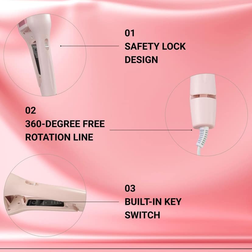 Ktein 32mm Tourmaline Ceramic Hair Curler & V-Shaped Waver | Quick Heating | Anti-Scald | 4 Temp Settings | Essential Oil Infused | Storage Lock | For All Hair Types view 4