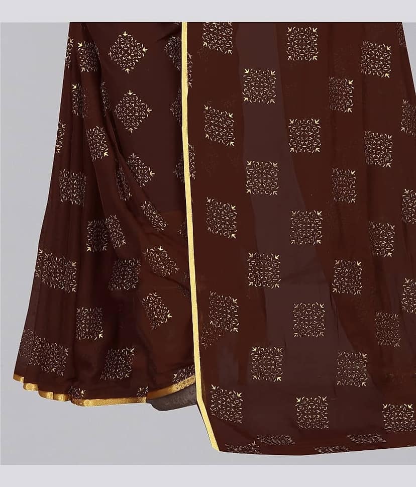 Rhey Chiffon Printed Saree With Unstitched Blouse Piece ( Navy Blue ) view 2