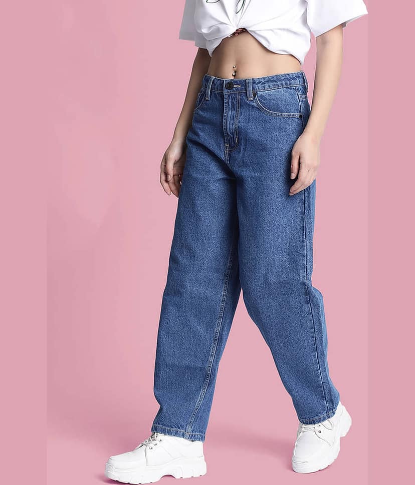 Bene Kleed - Blue Cotton Wide Leg Women's Jeans ( Pack of 1 ) view 3