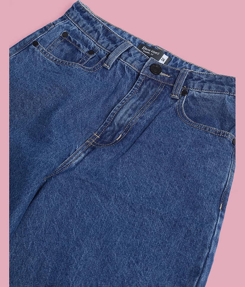 Bene Kleed - Blue Cotton Wide Leg Women's Jeans ( Pack of 1 ) view 6