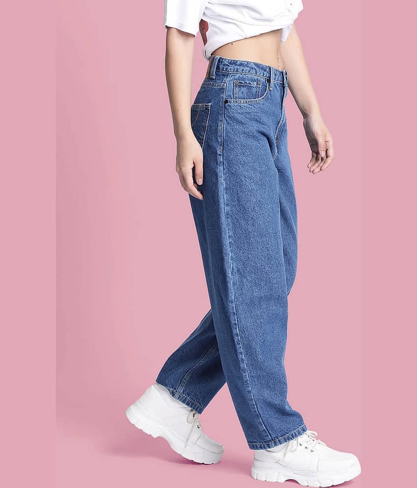 Bene Kleed - Blue Cotton Wide Leg Women's Jeans ( Pack of 1 ) view 7