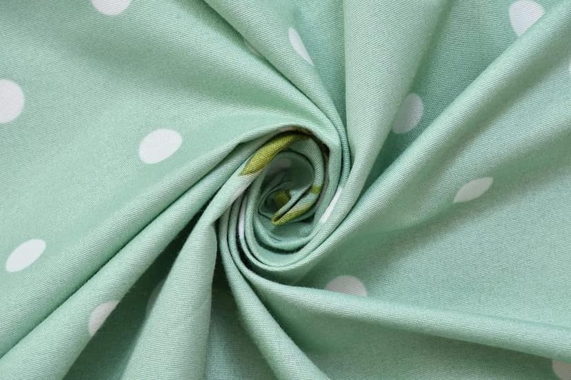Green and White Floral Dot Pattern Cotton Bedsheet with 2 Pillow Covers view 2