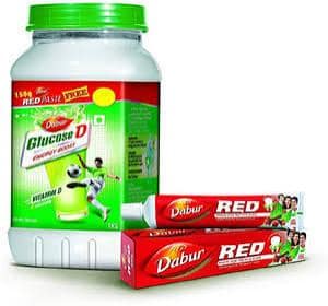 DABUR GLUCOSE D 1KG GET GET FREE 150 GM DABUR RED PASTE