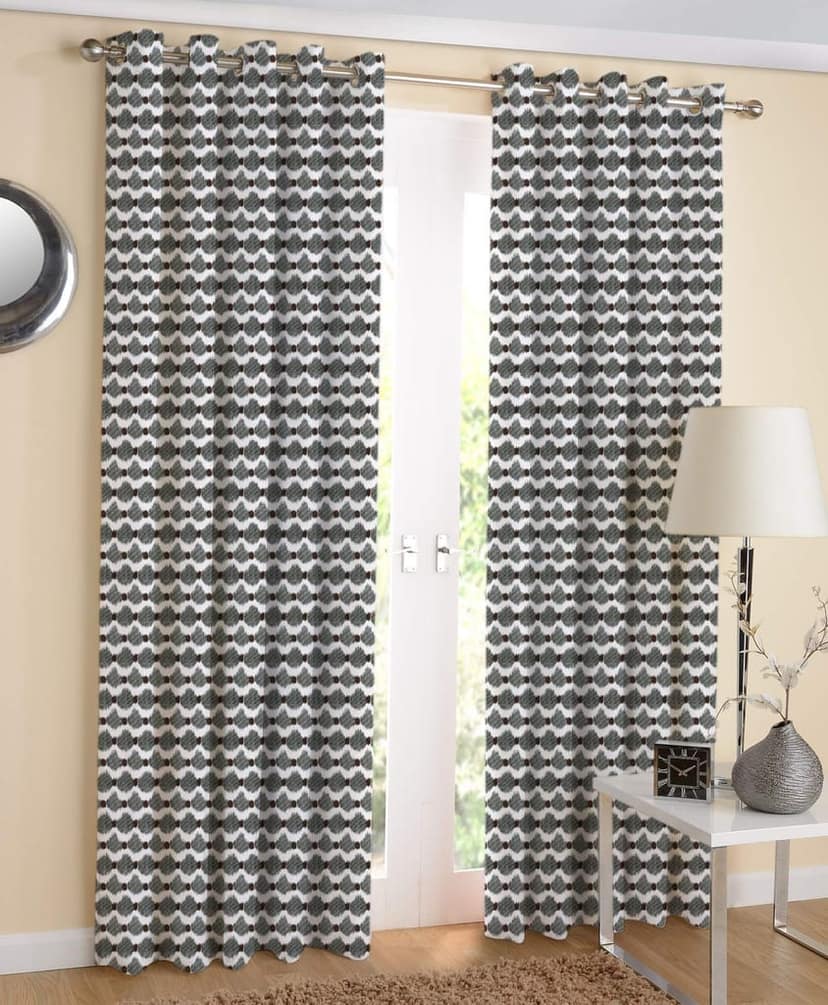 AIRWILL, 100% Cotton Eyelet Door Curtains Sized 4ft in Width and 7ft in Length, Multicolor Pack of 2 Pieces