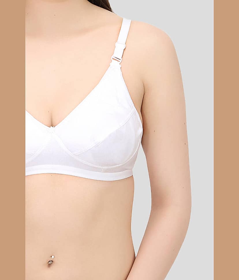 Elina White Cotton Bra view 2