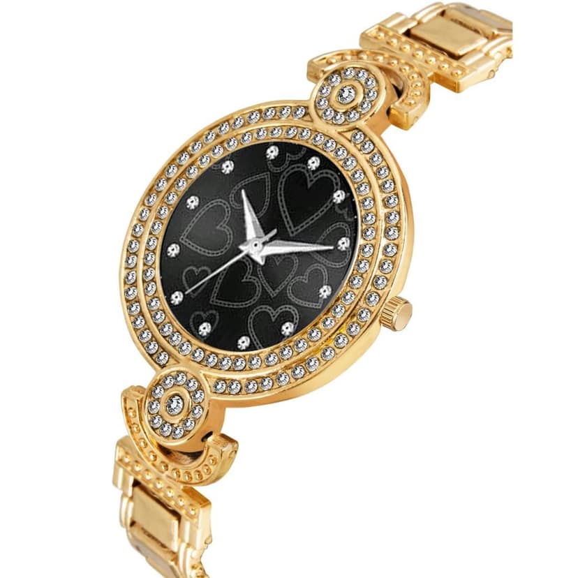 Bolun Black Multi Heart Dial Gold BD Girls and Women Watch view 3