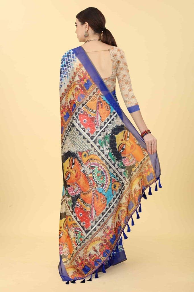 Women's Kalamkari Digital Printed Saree view 3