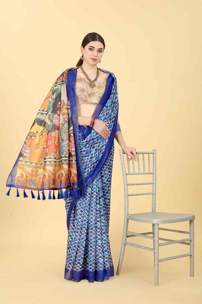 Women's Kalamkari Digital Printed Saree view 4