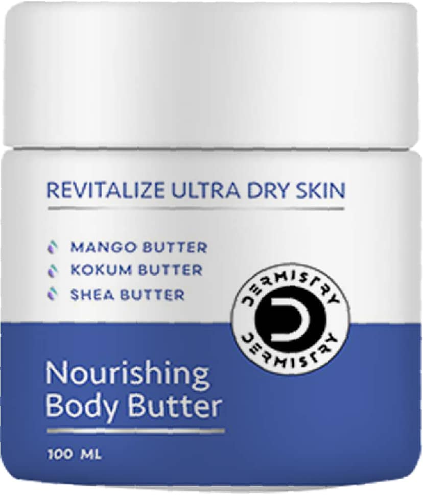 Dermistry Ultra Dry Nourishing Revitalizing Body Butter for Sensitive & Dry Skin With Mango Butter Kokum Butter & Shea Butter Instant Nourishing Dryness Control Hydration & Deep Moisturization Skin Repair Cream Absorbs Quickly Men & Women-100ml