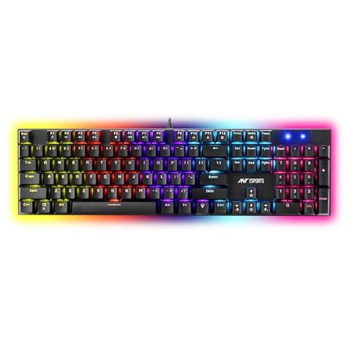 Ant Esports Scorpion MK30 Wired Mechanical Gaming Keyboard, RGB 104 Keys Ultra-Slim LED Backlit USB Wired Keyboard with Red Switch, Durable Abs Keycaps/Anti-Ghosting Keyboard for PC Mac Xbox Gamer Ant Esports Scorpion MK30 Wired Mechanical Gaming Keyboar view 2