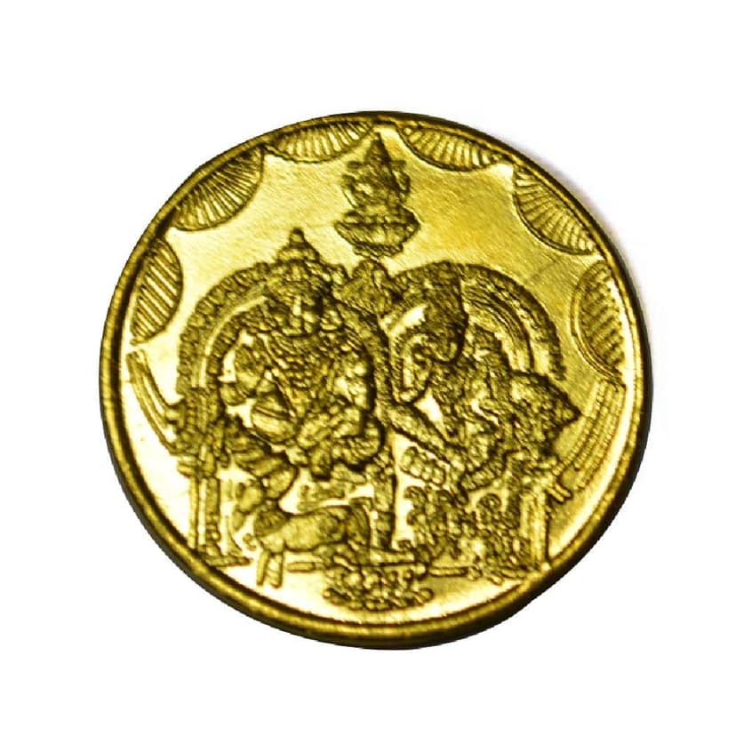 Gold colour Pack of 1 Ethnic Traditional Hand made Brass Lakshmi Kubera Coins