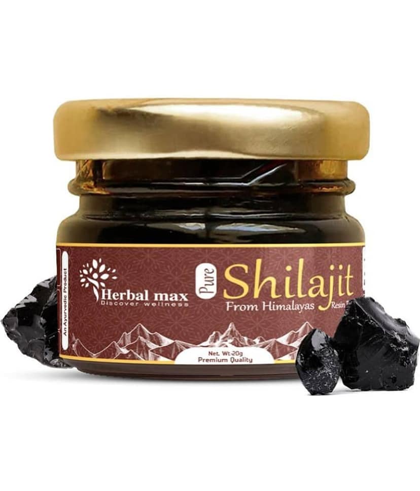 Herbal Max Himalayas Original Pure Shilajit Gold Resin - Lab-Tested for Purity - Performance Booster for Endurance, Stamina, Strength, and Immunity - Vegan Ayurvedic Supplement for Men & Women - 20g